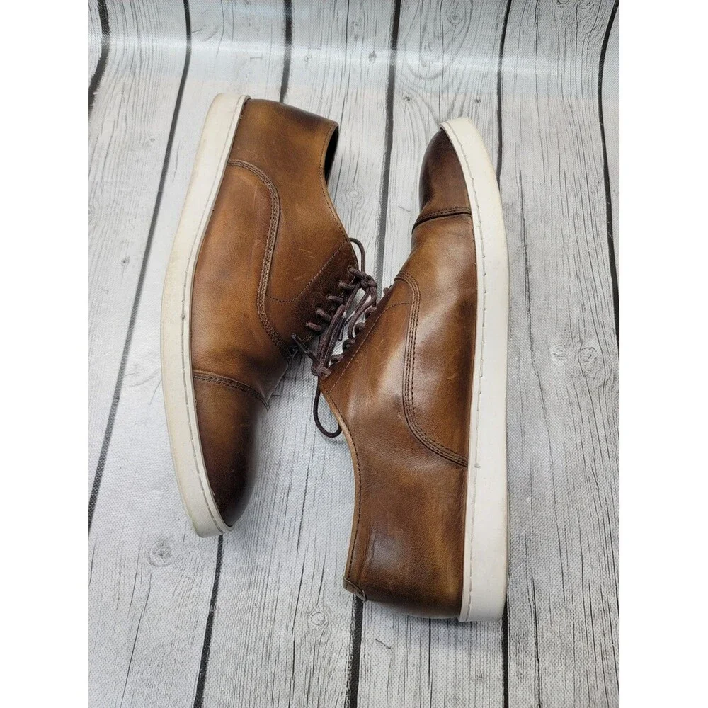 Allen Edmonds Strand Mens 9.5 D Oxford Dress Sneakers Shoes Cap Toe Brown Chili